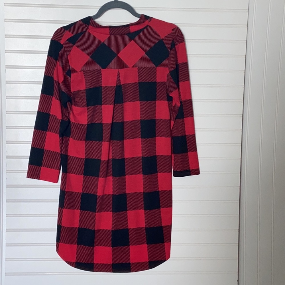 Red Buffalo Plaid Long Sleeve Tunic - Picture 3 of 3